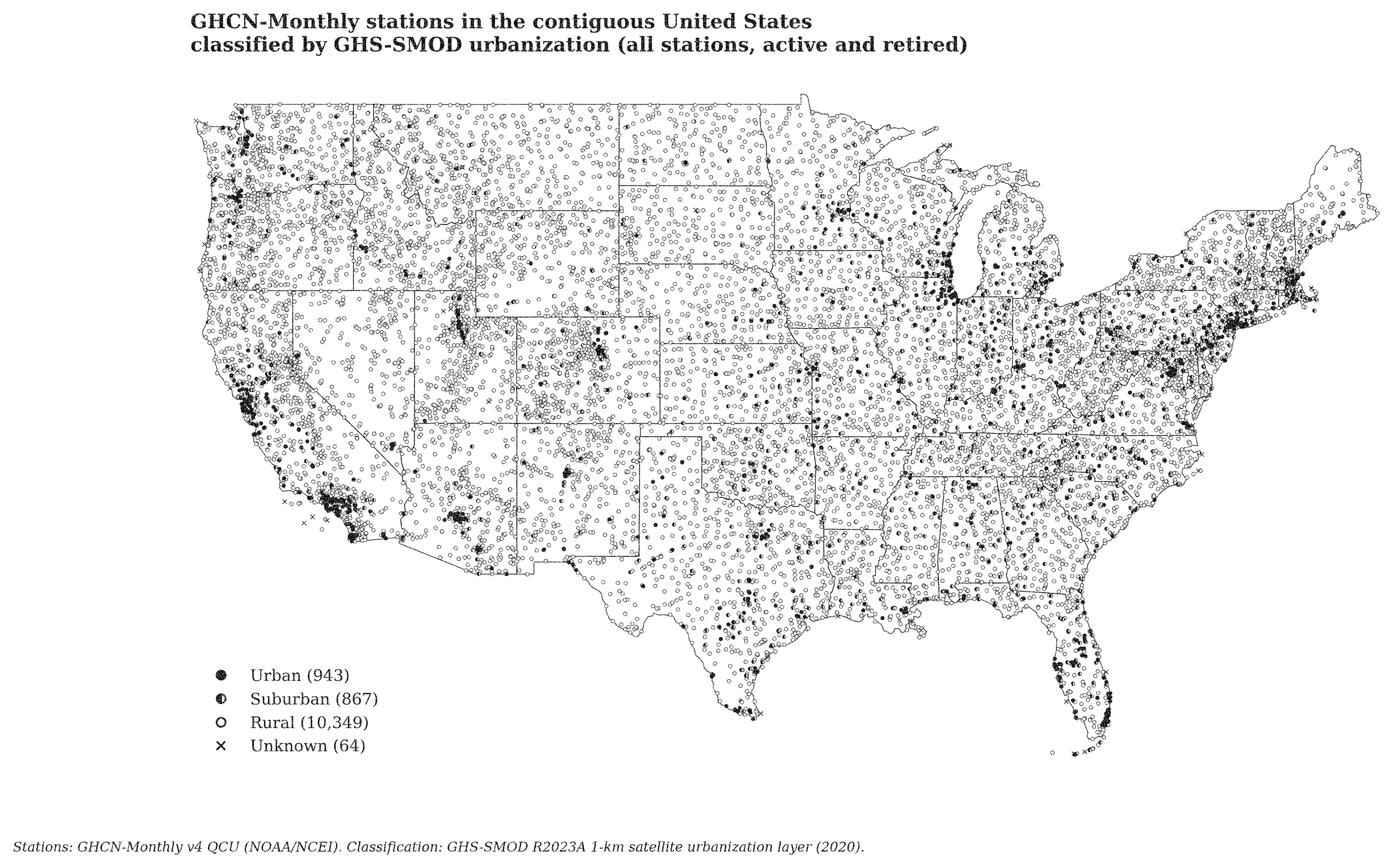Estações GHCN — EUA contíguos