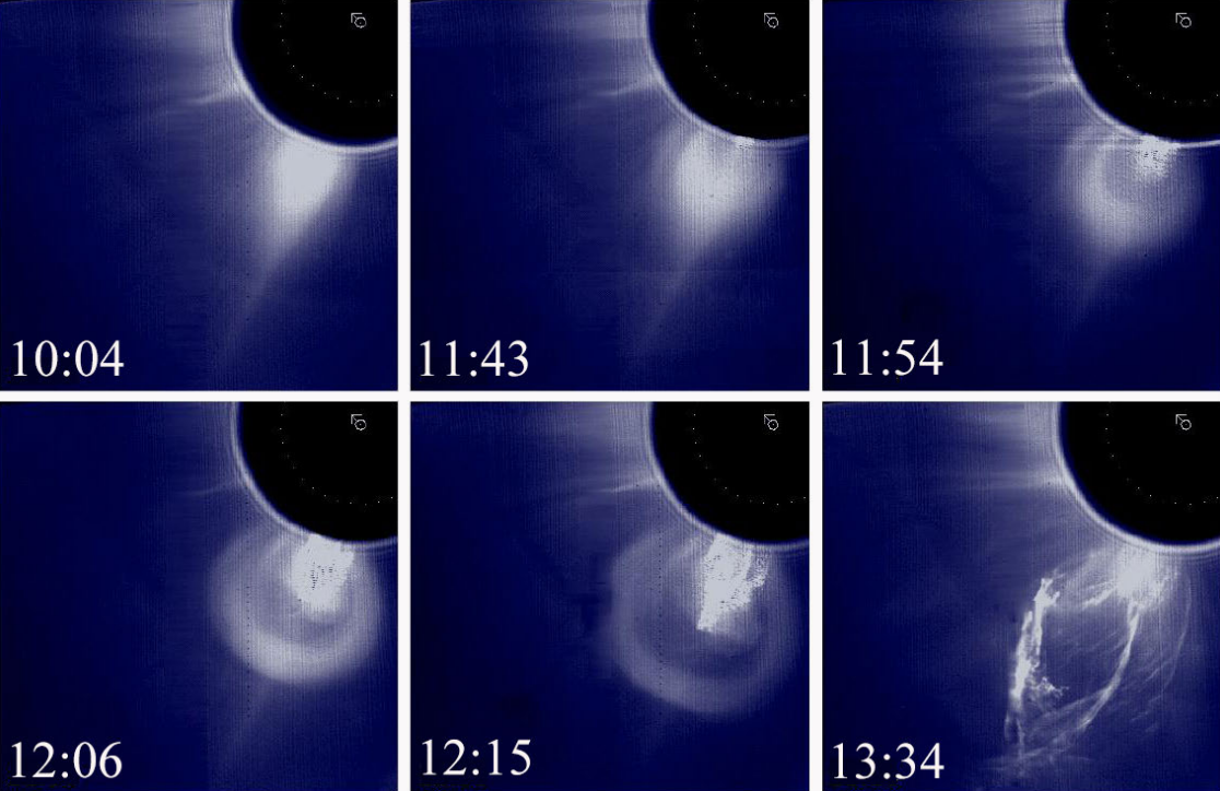 Ejeção de Massa Coronal capturada por satélites