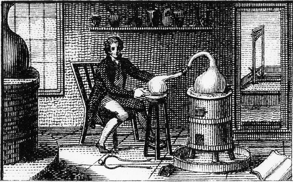 Antoine Laurent Lavoisier em seu laboratório